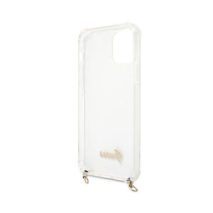 Guess GUHCP12MKC4GSGO iPhone 12/12 Pro 6.1 Skaidrus deklas 4G Auksinė grandinėlė