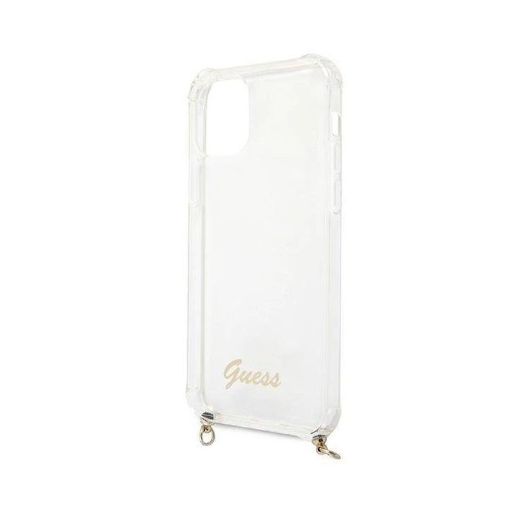 Guess GUHCP12MKC4GSGO iPhone 12/12 Pro 6.1 Skaidrus deklas 4G Auksinė grandinėlė