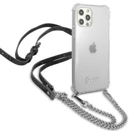 Guess GUHCP12MKC4GSSI iPhone 12/12 Pro 6.1 skaidrus deklas 4G Sidabrinė grandinėlė