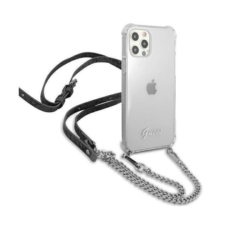 Guess GUHCP12MKC4GSSI iPhone 12/12 Pro 6.1 skaidrus deklas 4G Sidabrinė grandinėlė