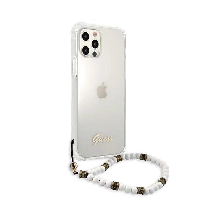 Guess GUHCP12MKPSWH iPhone 12/12 Pro 6.1 permatomas deklas White Pearl