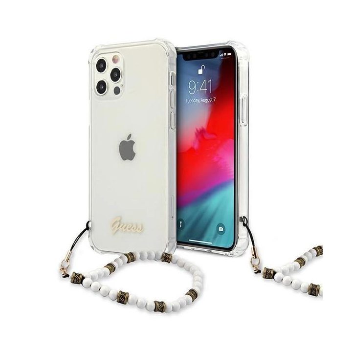 Guess GUHCP12MKPSWH iPhone 12/12 Pro 6.1 permatomas deklas White Pearl