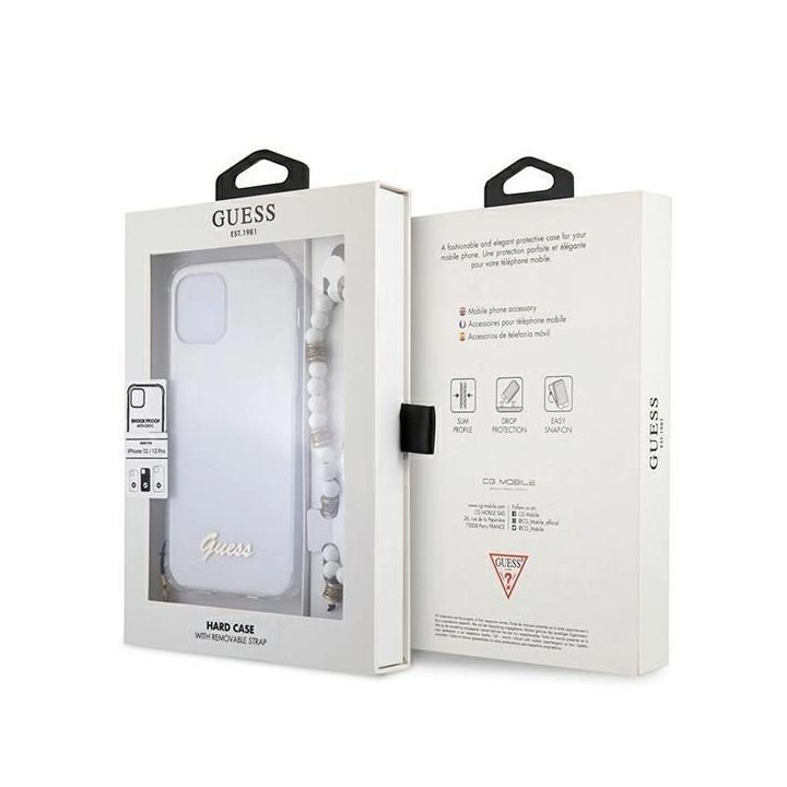 Guess GUHCP12MKPSWH iPhone 12/12 Pro 6.1 permatomas deklas White Pearl