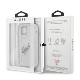 Guess GUHCP12MKTRSVSI iPhone 12/12 Pro 6.1 permatomas deklas Vintage Script Silver