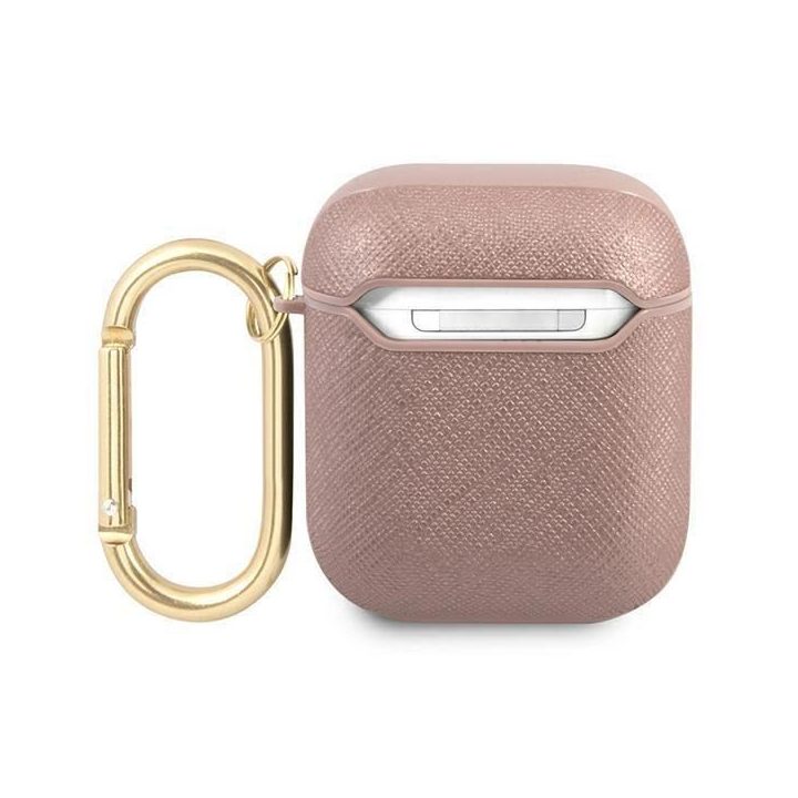 Guess GUA2SASMP AirPods dangtelis rožinis/rožinis Saffiano Script Metal Collection
