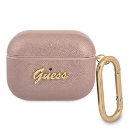 Guess GUAPSASMP AirPods Pro dangtelis rožinis/rožinis Saffiano Script Metal Collection