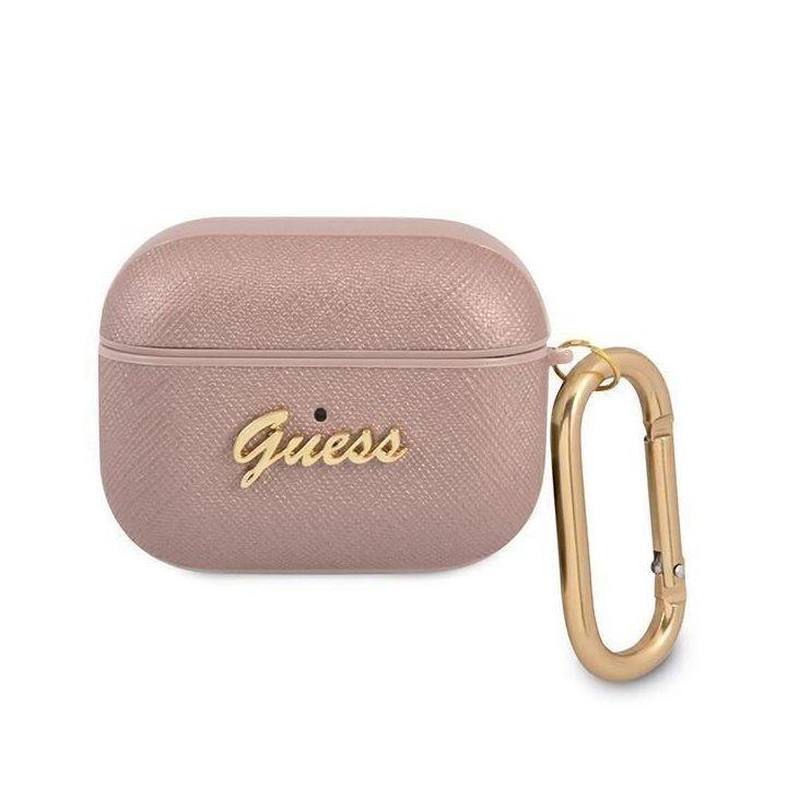Guess GUAPSASMP AirPods Pro dangtelis rožinis/rožinis Saffiano Script Metal Collection