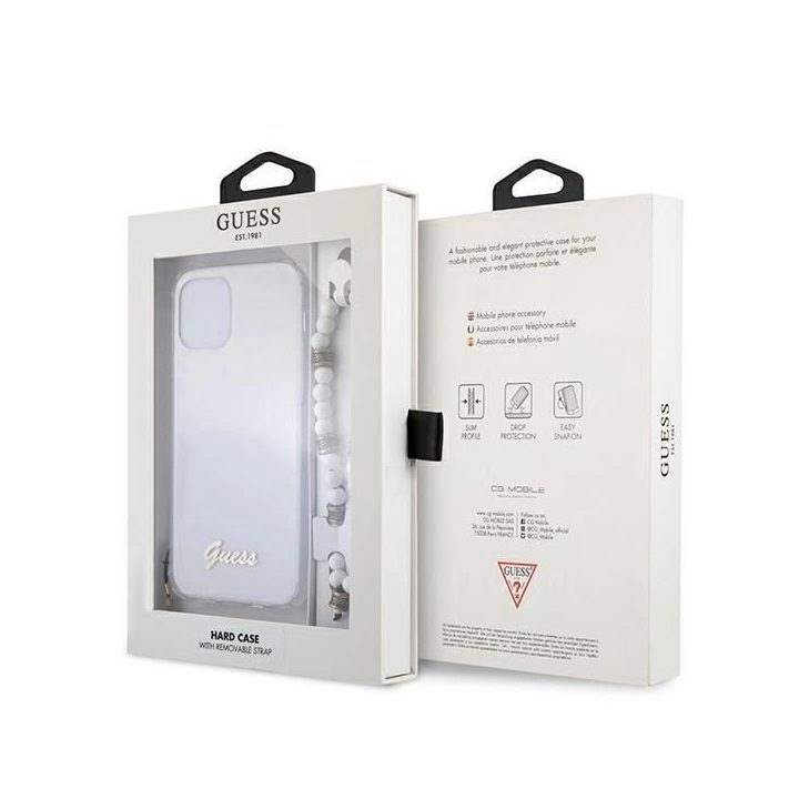 Guess GUHCP12LKPSWH iPhone 12 Pro Max 6.7 permatomas deklas White Pearl