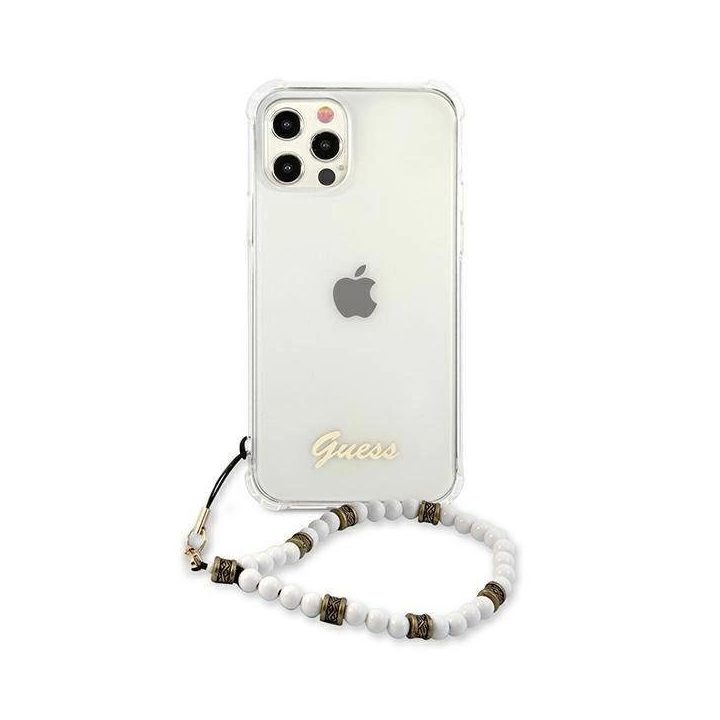 Guess GUHCP12LKPSWH iPhone 12 Pro Max 6.7 permatomas deklas White Pearl