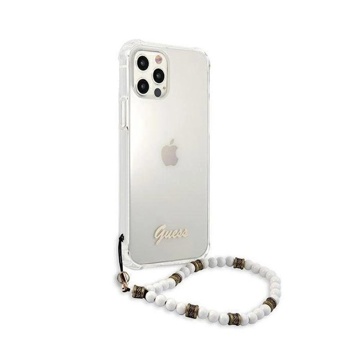 Guess GUHCP12LKPSWH iPhone 12 Pro Max 6.7 permatomas deklas White Pearl