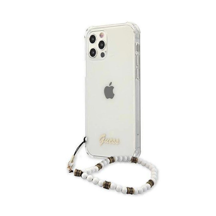 Guess GUHCP12LKPSWH iPhone 12 Pro Max 6.7 permatomas deklas White Pearl