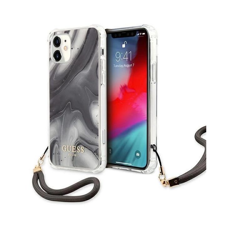 Guess GUHCP12SKSMAGR iPhone 12 mini 5.4 pilkos/pilkos spalvos deklas Marble Collection