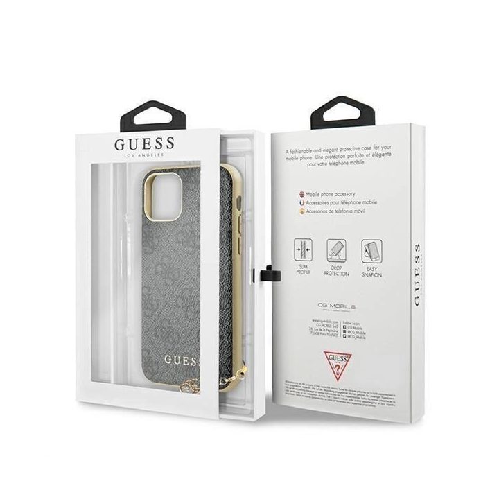 Guess GUHCN61GF4GGR iPhone 11 6.1 / Xr pilkos/ pilkos spalvos deklas 4G Charms Collection
