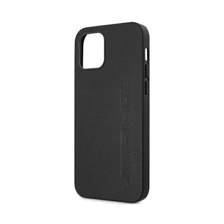 AMG AMHCP12LDOLBK iPhone 12 Pro Max 6,7 juodas/juodas deklas Odinis su karštu įspaudu