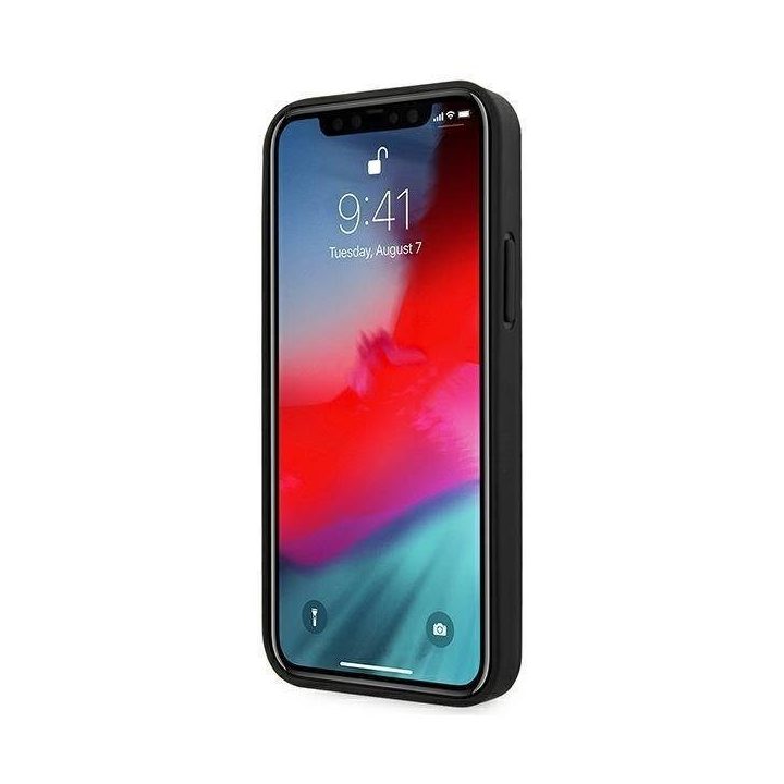 AMG AMHCP12LDOLBK iPhone 12 Pro Max 6,7 juodas/juodas deklas Odinis su karštu įspaudu