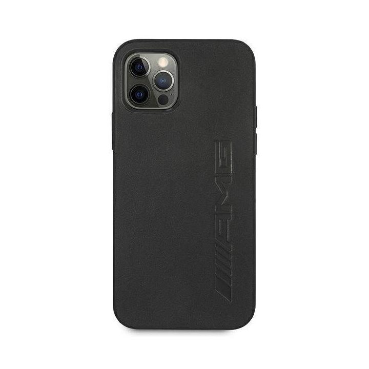 AMG AMHCP12LDOLBK iPhone 12 Pro Max 6,7 juodas/juodas deklas Odinis su karštu įspaudu