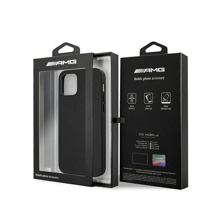 AMG AMHCP12LDOLBK iPhone 12 Pro Max 6,7 juodas/juodas deklas Odinis su karštu įspaudu