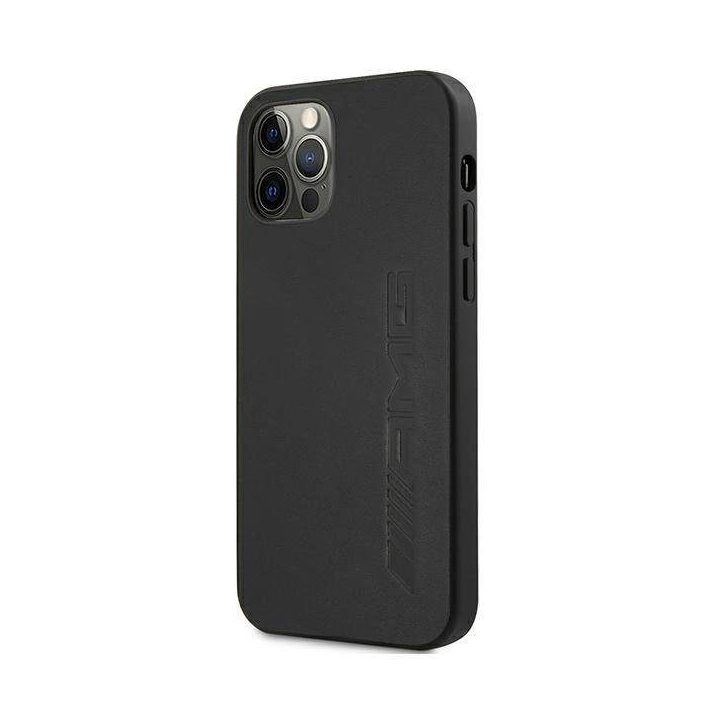 AMG AMHCP12LDOLBK iPhone 12 Pro Max 6,7 juodas/juodas deklas Odinis su karštu įspaudu