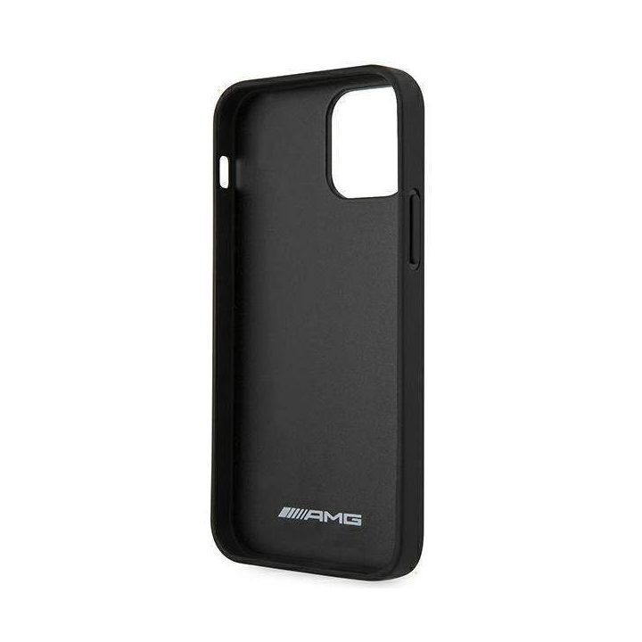 AMG AMHCP12LDOLBK iPhone 12 Pro Max 6,7 juodas/juodas deklas Odinis su karštu įspaudu