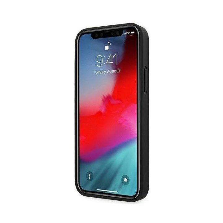 AMG AMHCP12SGSEBK iPhone 12 mini 5,4 juodas/juodas deklas odinis su įspaustomis linijomis
