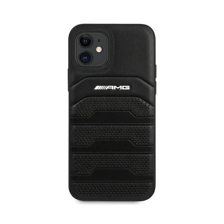 AMG AMHCP12SGSEBK iPhone 12 mini 5,4 juodas/juodas deklas odinis su įspaustomis linijomis