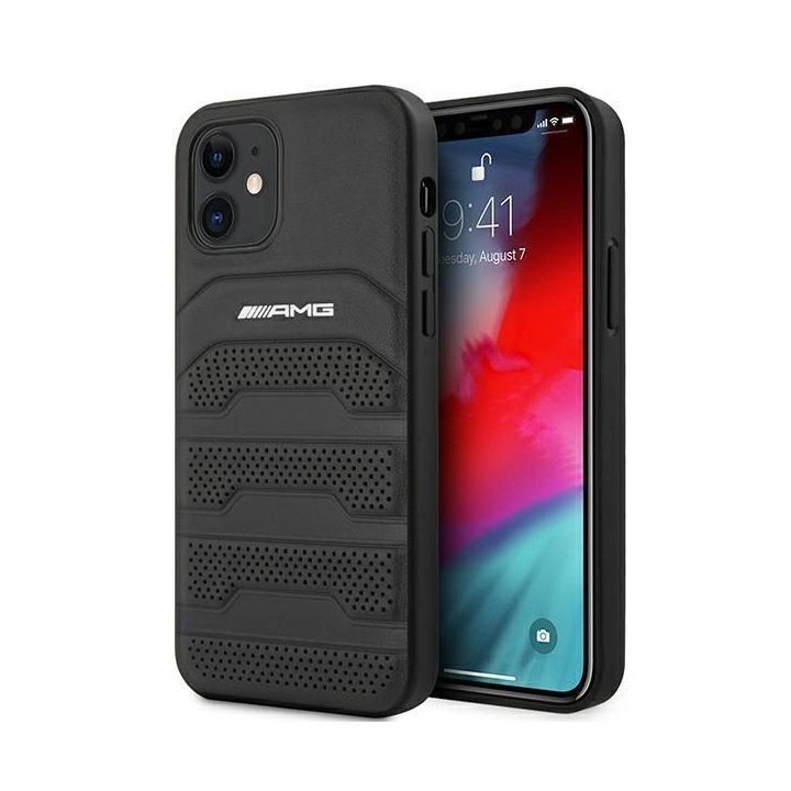 AMG AMHCP12SGSEBK iPhone 12 mini 5,4 juodas/juodas deklas odinis su įspaustomis linijomis