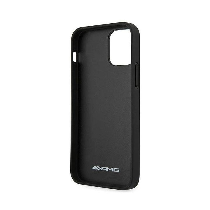 AMG AMHCP12SGSEBK iPhone 12 mini 5,4 juodas/juodas deklas odinis su įspaustomis linijomis