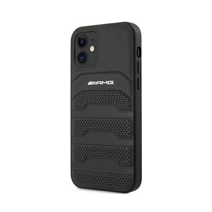 AMG AMHCP12SGSEBK iPhone 12 mini 5,4 juodas/juodas deklas odinis su įspaustomis linijomis