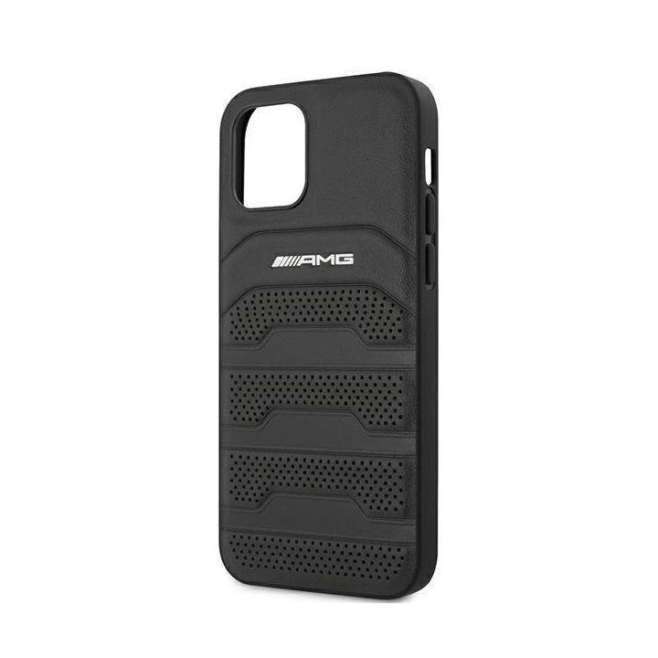 AMG AMHCP12SGSEBK iPhone 12 mini 5,4 juodas/juodas deklas odinis su įspaustomis linijomis