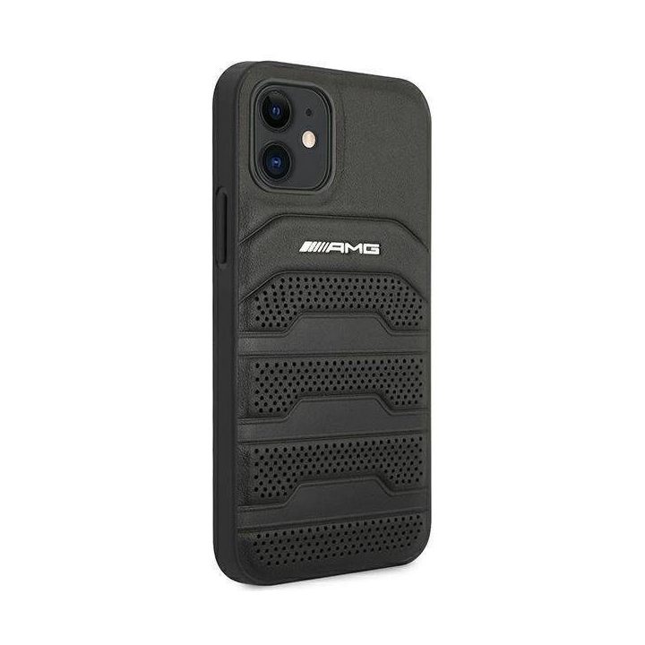 AMG AMHCP12SGSEBK iPhone 12 mini 5,4 juodas/juodas deklas odinis su įspaustomis linijomis