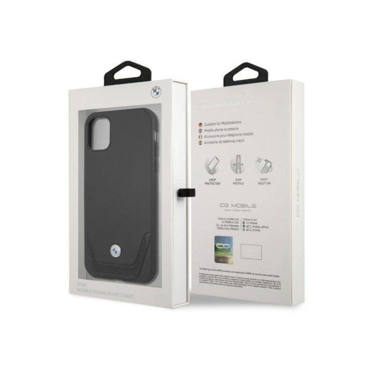 Dėklas BMW BMHCN61RSWPK iPhone 11 6,1 / Xr Juodos spalvos/juodas deklas odinis perforuotas