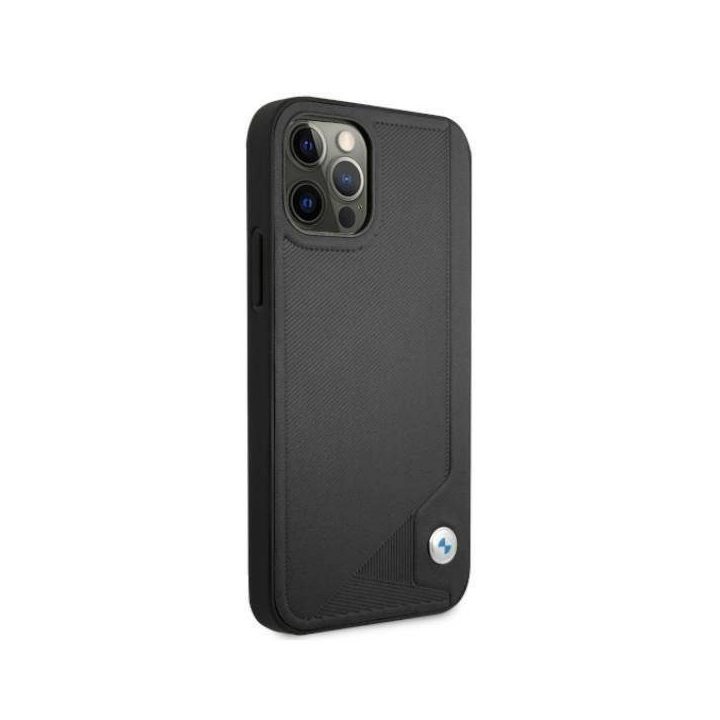 Dėklas BMW BMHCP12LRCDPK iPhone 12 Pro Max 6,7 juodas/juodas deklas Odinis su įspaudais