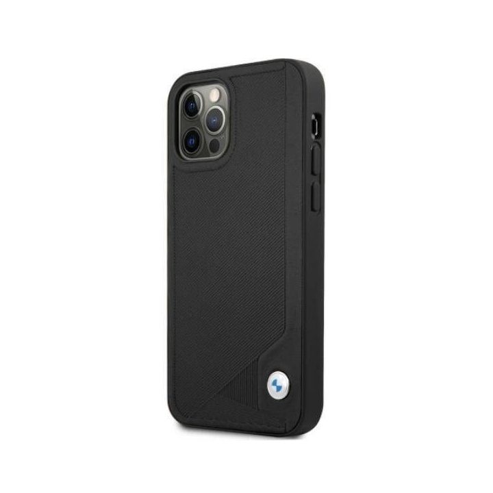 Dėklas BMW BMHCP12LRCDPK iPhone 12 Pro Max 6,7 juodas/juodas deklas Odinis su įspaudais
