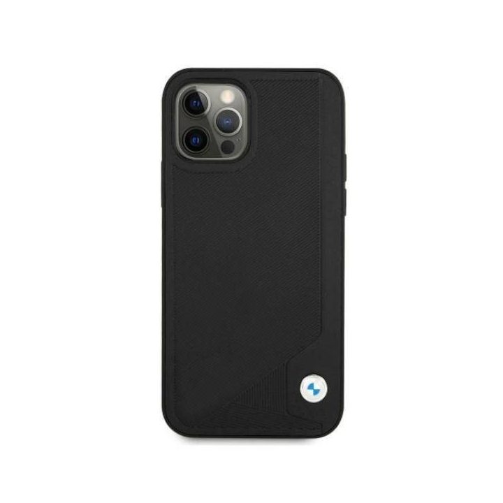 Dėklas BMW BMHCP12LRCDPK iPhone 12 Pro Max 6,7 juodas/juodas deklas Odinis su įspaudais