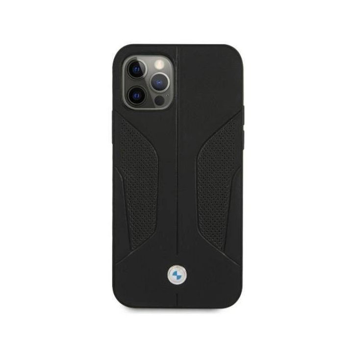 Dėklas BMW BMHCP12LRSCSK iPhone 12 Pro Max 6,7 Juodos spalvos/juodas deklas Odinis perforuotas šonas