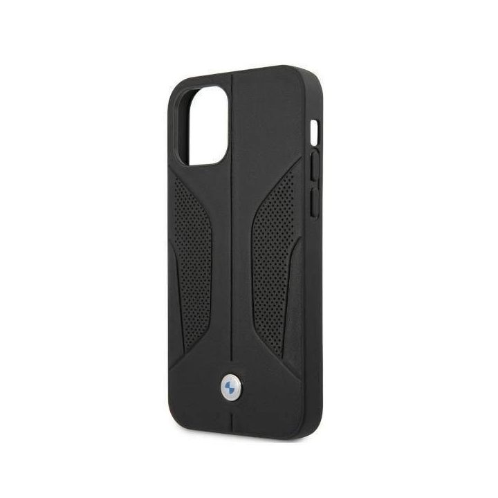 Dėklas BMW BMHCP12LRSCSK iPhone 12 Pro Max 6,7 Juodos spalvos/juodas deklas Odinis perforuotas šonas
