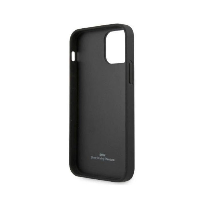 Dėklas BMW BMHCP12LRSCSK iPhone 12 Pro Max 6,7 Juodos spalvos/juodas deklas Odinis perforuotas šonas