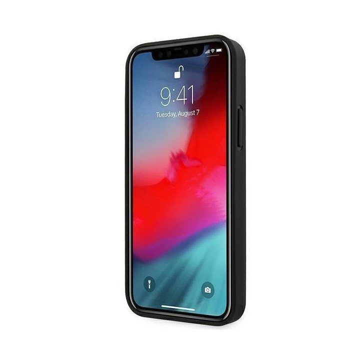 Dėklas BMW BMHCP12LRSPPK iPhone 12 Pro Max 6,7 juodas/juodas deklas Odinis Curve Perforate