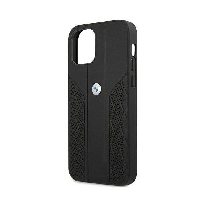 Dėklas BMW BMHCP12LRSPPK iPhone 12 Pro Max 6,7 juodas/juodas deklas Odinis Curve Perforate