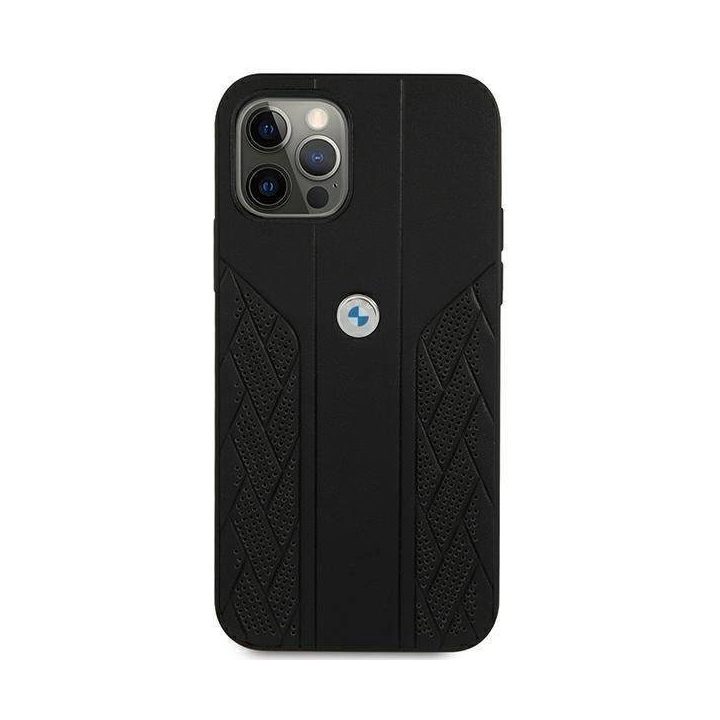 Dėklas BMW BMHCP12LRSPPK iPhone 12 Pro Max 6,7 juodas/juodas deklas Odinis Curve Perforate