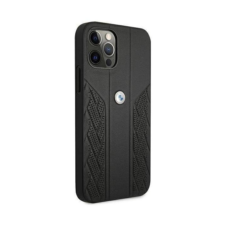 Dėklas BMW BMHCP12LRSPPK iPhone 12 Pro Max 6,7 juodas/juodas deklas Odinis Curve Perforate