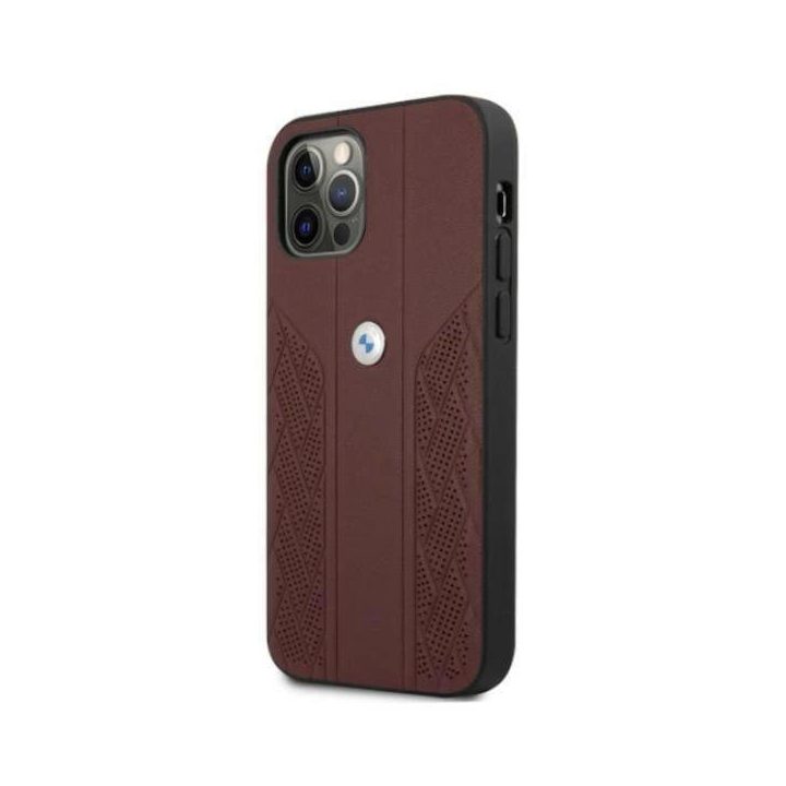 Dėklas BMW BMHCP12LRSPPR iPhone 12 Pro Max 6,7 czerwony/red deklas Leather Curve Perforate