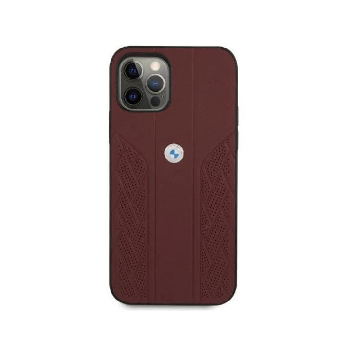 Dėklas BMW BMHCP12LRSPPR iPhone 12 Pro Max 6,7 czerwony/red deklas Leather Curve Perforate