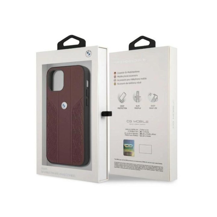 Dėklas BMW BMHCP12LRSPPR iPhone 12 Pro Max 6,7 czerwony/red deklas Leather Curve Perforate