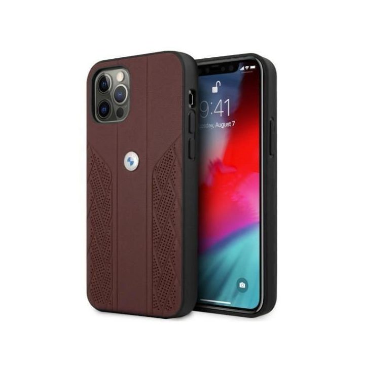 Dėklas BMW BMHCP12LRSPPR iPhone 12 Pro Max 6,7 czerwony/red deklas Leather Curve Perforate
