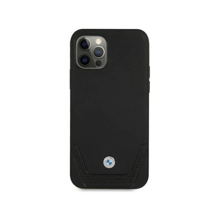 Dėklas BMW BMHCP12LRSWPK iPhone 12 Pro Max 6,7 Juodos spalvos/juodas deklas Odinis perforuotas