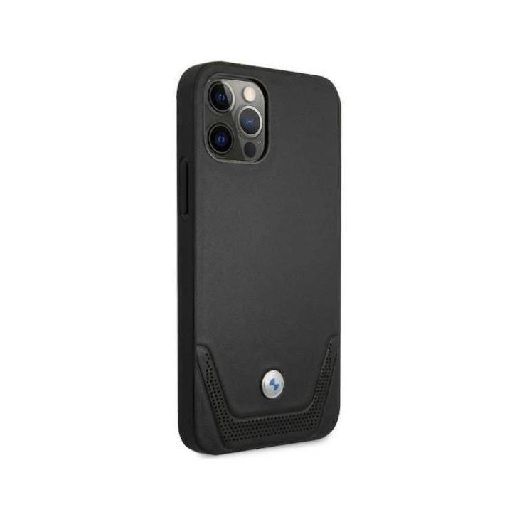 Dėklas BMW BMHCP12LRSWPK iPhone 12 Pro Max 6,7 Juodos spalvos/juodas deklas Odinis perforuotas