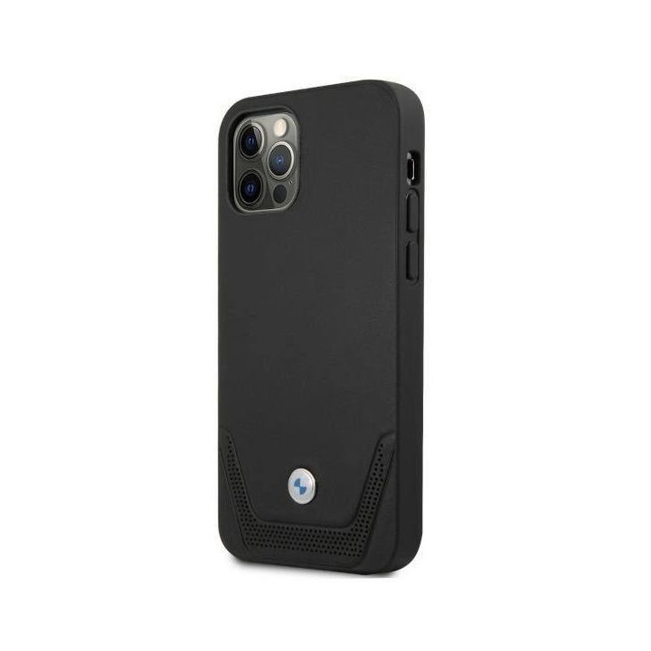 Dėklas BMW BMHCP12LRSWPK iPhone 12 Pro Max 6,7 Juodos spalvos/juodas deklas Odinis perforuotas