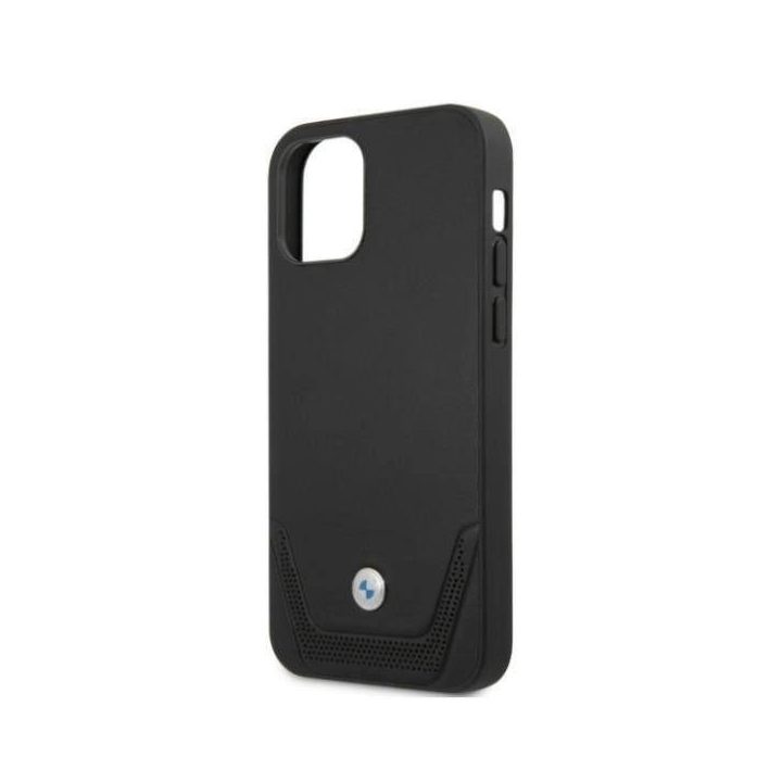 Dėklas BMW BMHCP12LRSWPK iPhone 12 Pro Max 6,7 Juodos spalvos/juodas deklas Odinis perforuotas