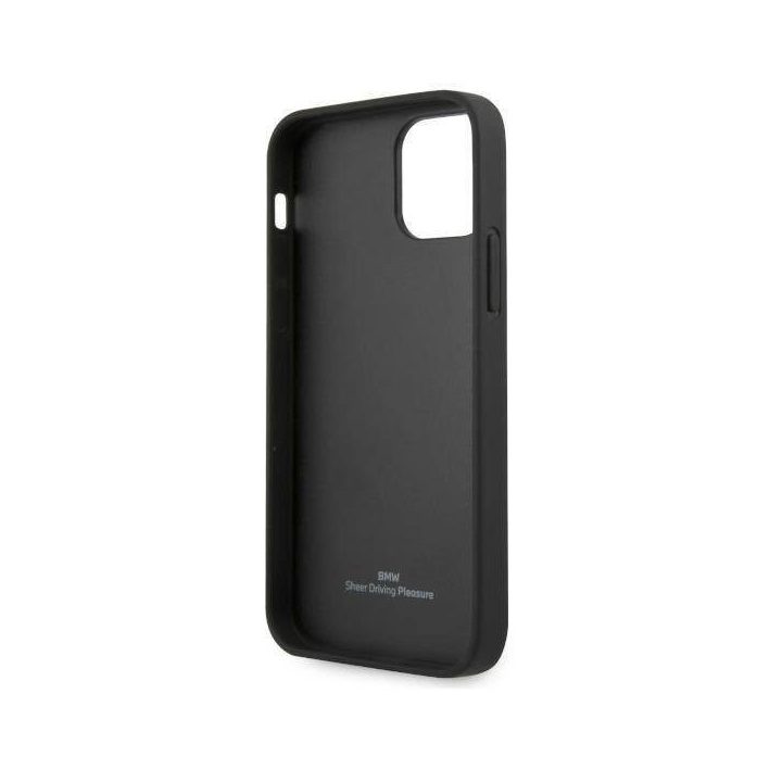 Dėklas BMW BMHCP12LRSWPK iPhone 12 Pro Max 6,7 Juodos spalvos/juodas deklas Odinis perforuotas